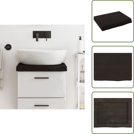 Comptoir de salle de bain marron foncé bois massif traité - Comptoir De Salle De Bain - Comptoir En Bois - Plan De Travail Salle De Bain - Meuble Lavabo - Bois Massif (1/5)