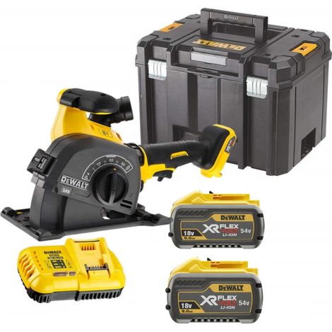 Dewalt – Rainureuse à béton sans fil 54V – Moteur Brushless – Profondeur de coupe 32mm – Largeur de coupe réglable 8-35mm – Compatible aspirateur