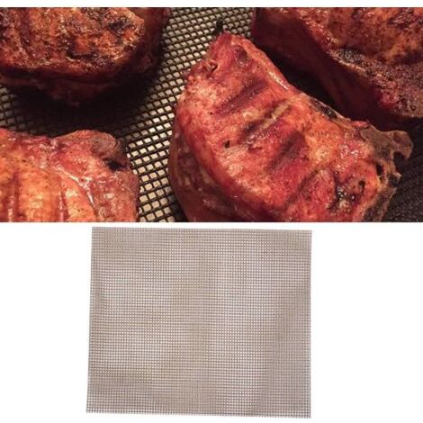 Ensemble de 3 tapis de barbecue en tissu à mailles antiadhésif et accessoires réutilisables pour barbecue à gaz et à charbon - Ensemble marron (30 x 40 cm) (1/4)