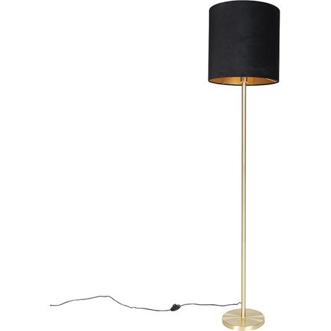 Klassische Stehlampe Messing mit schwarzem Schirm 40 cm - Simplo