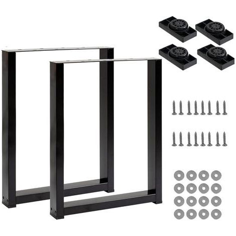 Lot de 2 pieds de table en métal pour banc, table industrielle, patins de table, pieds de table pour banc, tables à manger Noir 40x43cm (1/5)