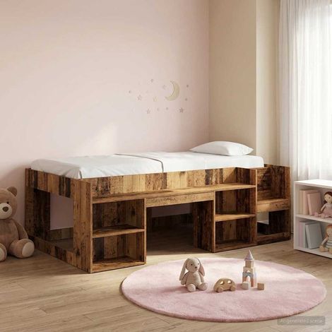 vidaXL Kinderbettgestell mit Stauraum Altholz 80 x 200 cm (1/5)