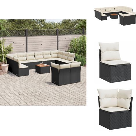 Salon de jardin avec coussins 13 pcs noir résine tressée - Ensemble Salon De Jardin - Mobilier Extérieur - Jardin Design - Canapé D'extérieur - Set Salon Jardin (1/5)