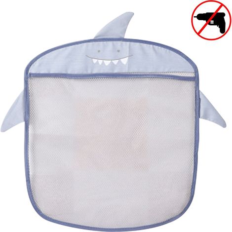 Organisateur de bain pour jouets de bébé, sac de rangement en filet pour baignoire et douche, avec 2 ventouses puissantes. (1/4)