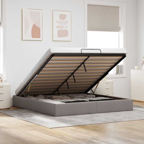 Cadre de lit ottoman sans matelas-Structure de lit taupe 160x200 cm tissu 234216 (1/5)