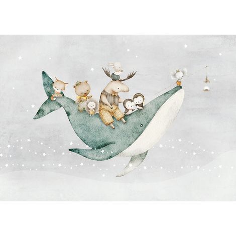 Papier peint panoramique Enfants - Baleine Animaux - 260 cm x 184 cm (1/2)