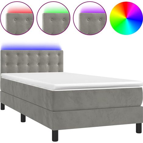 Maison Exclusive - Cama box spring colchón y LED terciopelo gris (1/5)