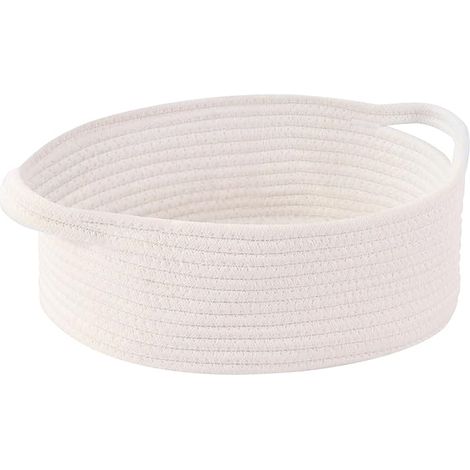 Panier Corde Coton Sac Rangement Salle de Bain Corbeille Boite Décoration Organisateur Salon Chambre à Coucher Blanc (1/5)