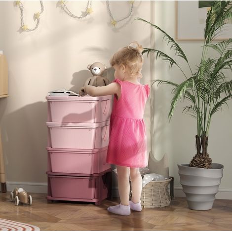 Aufbewahrungsmöbel für Kinder mit 4 Schubladen, 37 x 37 x 76 cm, rosa OKMYHOME (1/5)