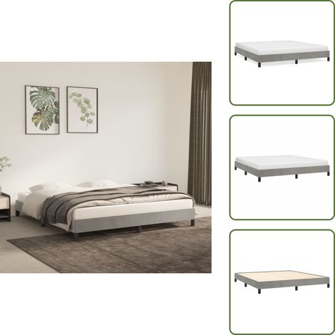 Cadre de lit sans matelas gris clair 180x200 cm velours - Cadre De Lit - Lit Double - Lit Velours - Lit Design - Literie (1/5)