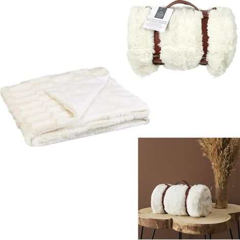Plaid - HOME DECO FACTORY - Imitation Fourrure - Blanc (1/5)