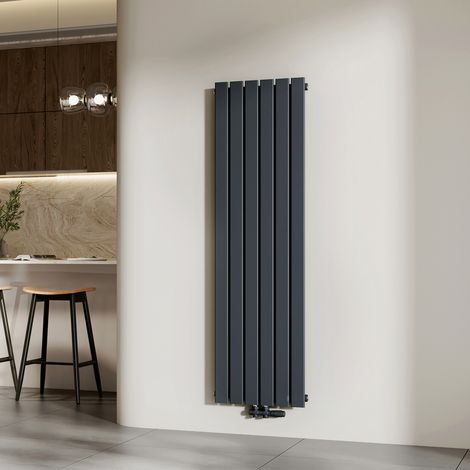 EMKE Radiateur Eau Chaude Mural en Acier, Radiateur Panneau Plat Monocouche, Installation Murale, Connexion Latérale G1/2, 850W, Anthracite 160×46 cm