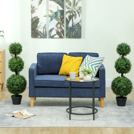 Lot de 2 arbres artificiels de 101,6 cm avec 3 boules de buis topiaires, fausses plantes vertes en PE avec pot, pour intérieur et extérieur (1/5)