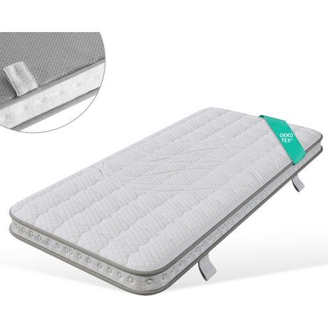 Matelas 90x200x10 cm blanc en polyester avec ressorts ensachés 7 zones et mousse froide H3 (1/5)