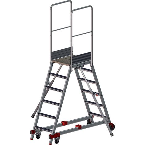 PROVOST - Escabeau roulant double accès en aluminium - 6 marches