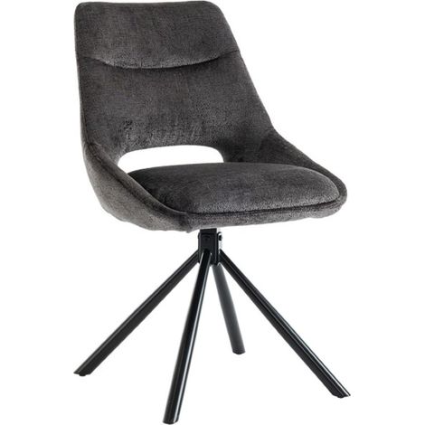 Set di 2 sedie YUMENA – Tessuto grigio – Gambe in metallo – Design compatto – Eleganza sobria e contemporanea