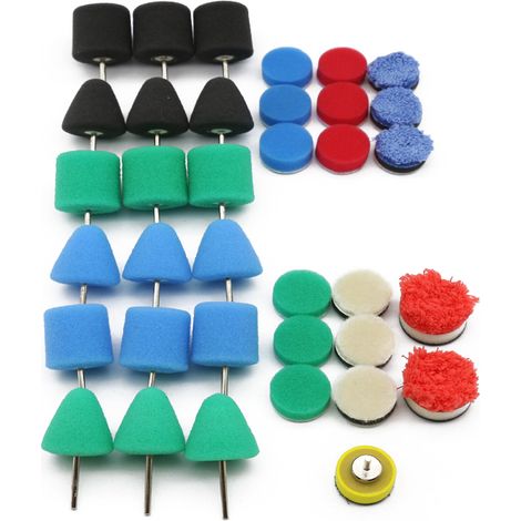 Kit de polissage auto : tampons éponge, disques de lustrage pour perceuse, arbre flexible, ensemble pour polisseuse voiture (1/4)