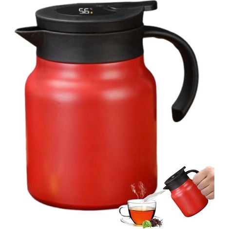 Teekanne Teekanne mit Filter Doppelwandige Vakuum Thermoskanne Edelstahl Teekanne Orange (1/5)