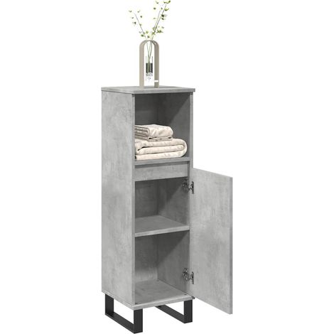 vidaXL Bathroom Cabinet Concrete Grey 30x30x100 cm Engineered Wood