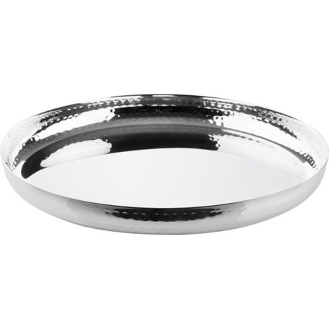 Plat rond en acier inoxydable martelé 320x35mm - Ref HY125 - Olympia (1/5)