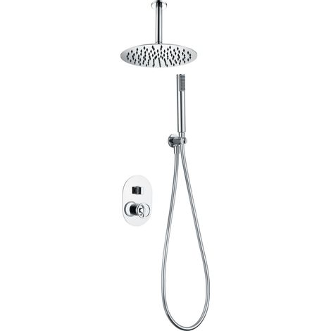 Colonne de douche encastrée avec mitigeur  Modèle VESUBIO  Pommeau de douche de taille standard  Couleur Gris fini chrome [ IMEX® ] (1/2)
