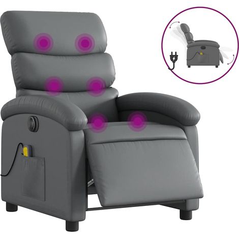 Maison Exclusive - Massagesessel Elektrisch Grau Kunstleder