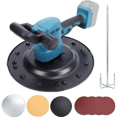Machine de lissage mural 1680 W compatible avec batterie 18 V/20 V, truelle à ciment électrique sans fil avec réglage à 6 vitesses, fonction de mélange, plusieurs tampons, pour plâtrage mural