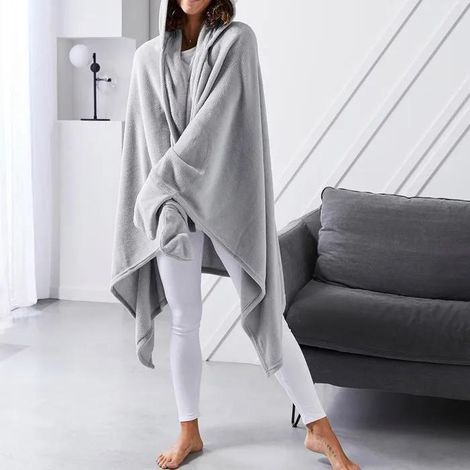 Today Essential plaid con cappuccio grigio 115x165 cm morbido