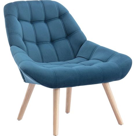 Fauteuil en velours bleu canard LUOSTO
