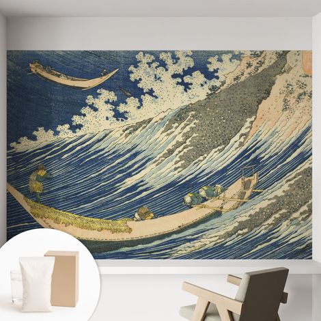 Papier peint intissé mural pour salon chambre à coucher tendance et originale - Colle incluse gratuite Vagues 152x104 cm (1/5)