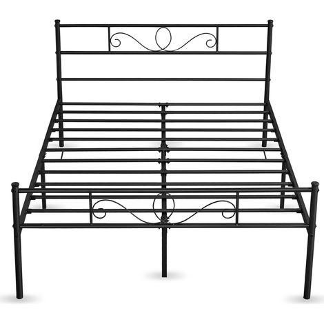 Homevive Cama Doble Hierro para Colchón de 135 x 190 cm Estructura Industrial de Metal Negro, Marco Base (1/5)