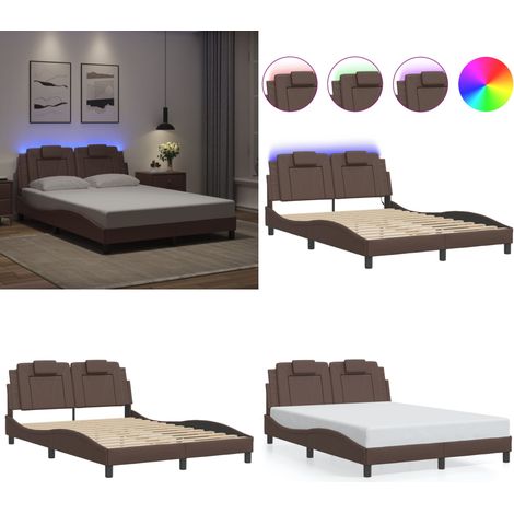 Cadre de lit avec LED sans matelas marron 120x200 cm - Cadre De Lit - Lit Avec Éclairage Led - Lit Design - Lit Moderne - Lit Brun - Home & Living (1/5)