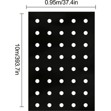 1 film plastique avec trou de plantation, film barrière anti-mauvaises herbes respirant pour serres, dimensions 37,4 x 393,7 Inch (1/4)
