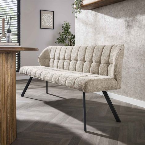 Banc 180x59x84 cm en tissu bouclette sable