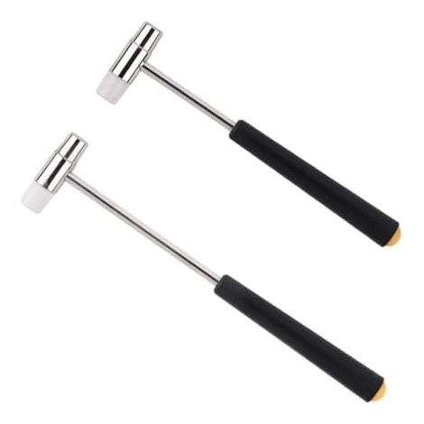 SWYZOR Mini Marteau, lot de 2 petits marteaux à double tête (plastique et métal légers), marteaux de lissage pour les travaux manuels et le travail du bois. (1/5)