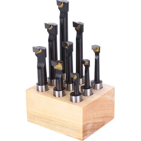 Jeu de 9 barres d'alésage 12 mm type F1 en acier rapide pour tour CNC avec support (1/5)