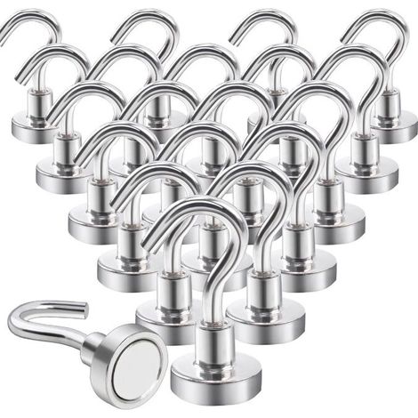 20 starke Neodym-Magnete – Ultra-haltbare magnetische Haken für Kühlschrank, Küche, Büro, Schule und Boot, bohrungsfreie Befestigung