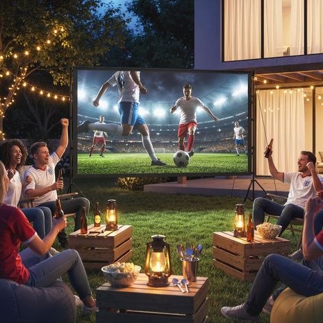 Écran de projection 100 pouces 16:9 HD 4K/8K avec support, écran portable double face avec trépieds pliables, noir (1/5)