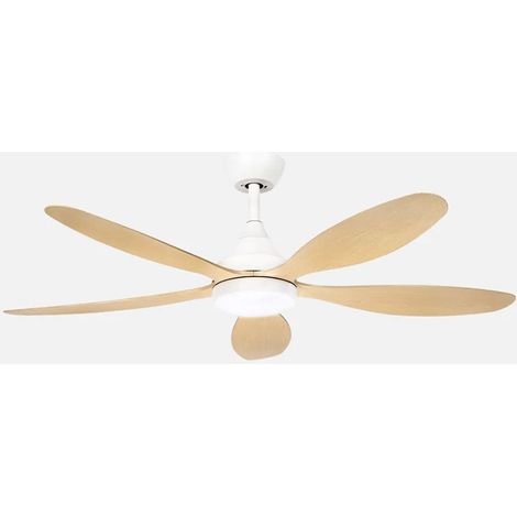 Ventilateur Tobarra DC 18 W Blanc/Hêtre 5 pales 6 vitesses 132d 2250 lm 300045006500Kk Télécommande + Mémoire + Minuterie