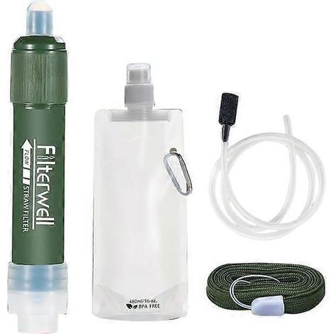 Mini-Camping-Wasserfilter-Strohhalm aus TUP-Kohlefaser-Wasserblase, geeignet für Überlebens- oder Notfallausrüstung.