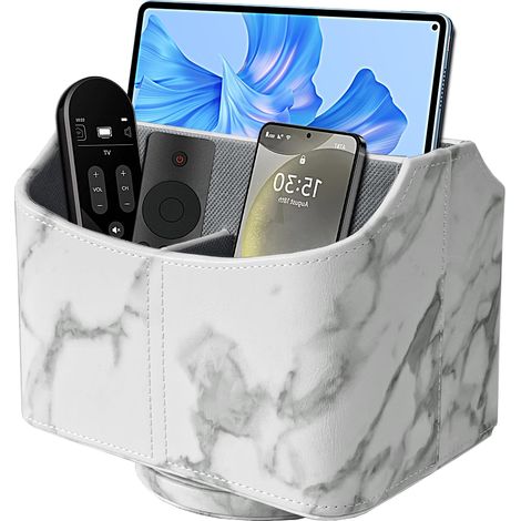 Organiseur de bureau multifonction avec support pour télécommande pivotant à 360°, rangement pour téléphone portable (1/5)