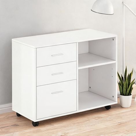Meuble de rangement de bureau branco 80 x 40 x 65 cm (1/5)