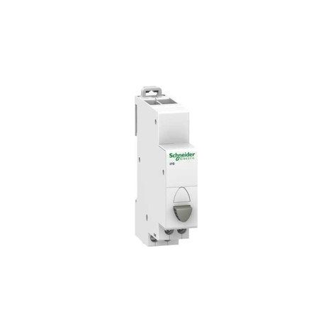 Pulsador simple ACTI9 gris 1NO 20A 250V CA para montaje en carril DIN 35mm