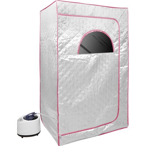 Haloyo® Dampfsauna für Zuhause 1-Personen-Kabinen-Sauna (100x80x170 cm) 2,5-Liter-Dampferzeuger Heim-SPA mit entspannender Aromatherapie Silber (1/5)