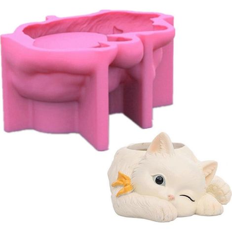 Kleiner Katzenblumentopf, Silikonform für Epoxidharz, Sukkulententopf