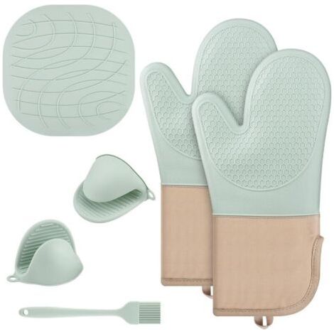 Pair Gants de cuisine en silicone alimentaire, résistants à la chaleur, indispensables en cuisine et faciles à suspendre.
