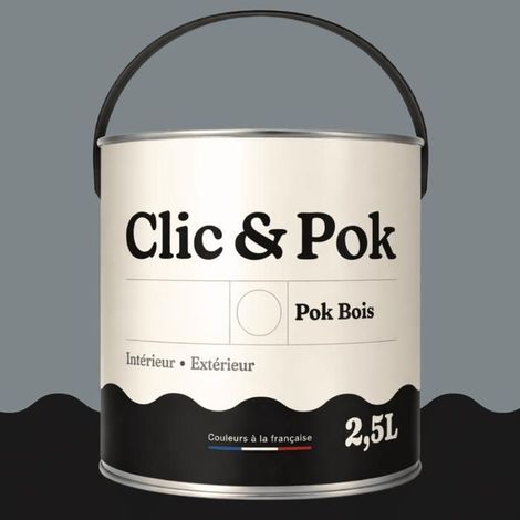 Peinture Bois Extérieur – POK BOIS - 2,5L - RAL 7046 - Telegris 2- Résistante aux intempéries - Ne s'écaille pas