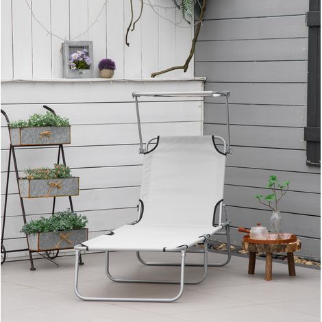 sedia sdraio 187x58 pieghevole con tettuccio grigio OKMYHOME (1/3)