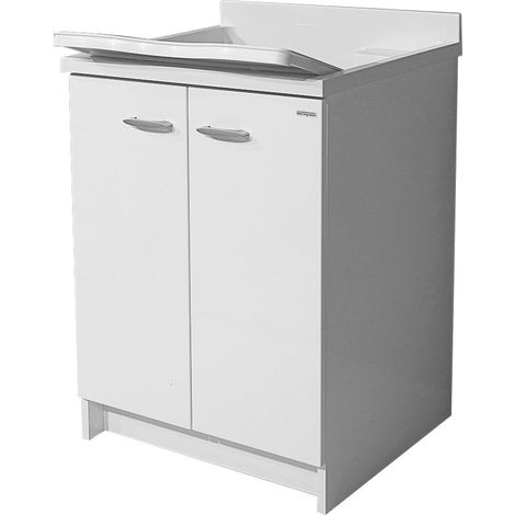 Mobile Lavatoio 60x60x85cm 2 Ante Asse in Termoplastico Montegrappa Marella Bianco (1/5)