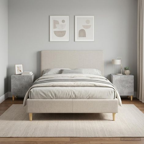 Lot de 2 tables de chevet avec rangement, bois d’ingénierie, gris béton, 43 x 34,5 x 50 cm - PANGIVO (1/5)